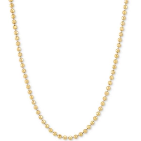 NWT made in Italy Basic Gold-Plated Sterling Silver Beaded Chain 20” Necklace